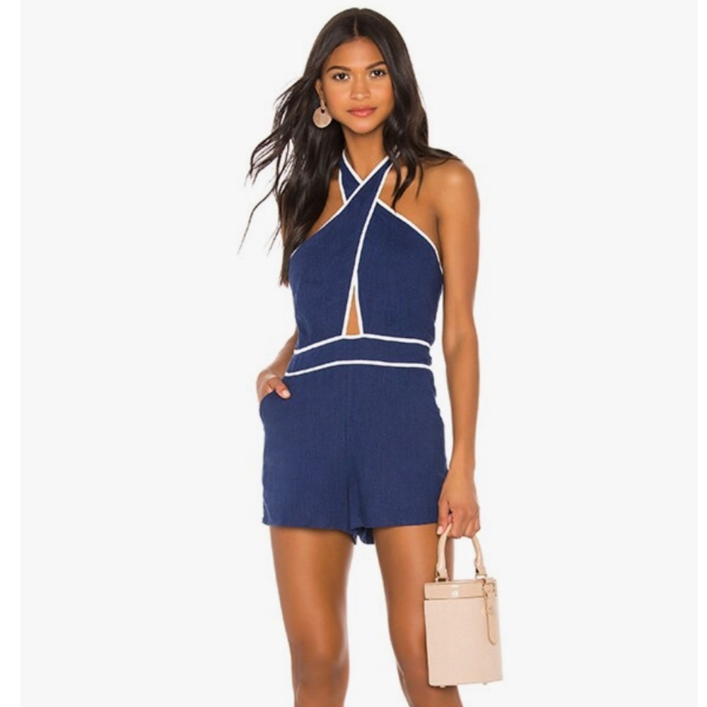 Navy and white Superdown Romper
